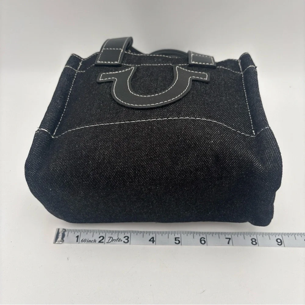 True Religion Black Denim‎ Tote with Red Patch